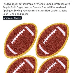 Football Iron-On Patches with Gold Edges